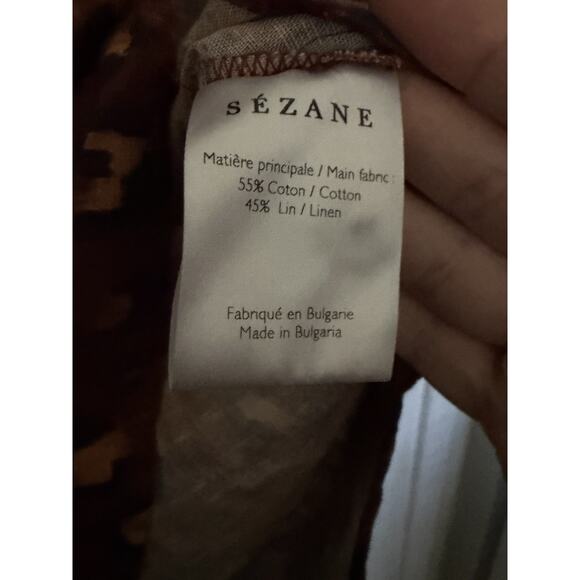 Sezane Will Linen Mini Dress Brown Leopard Print Sz Fr 36 US 4 XS Small - Picture 5 of 8